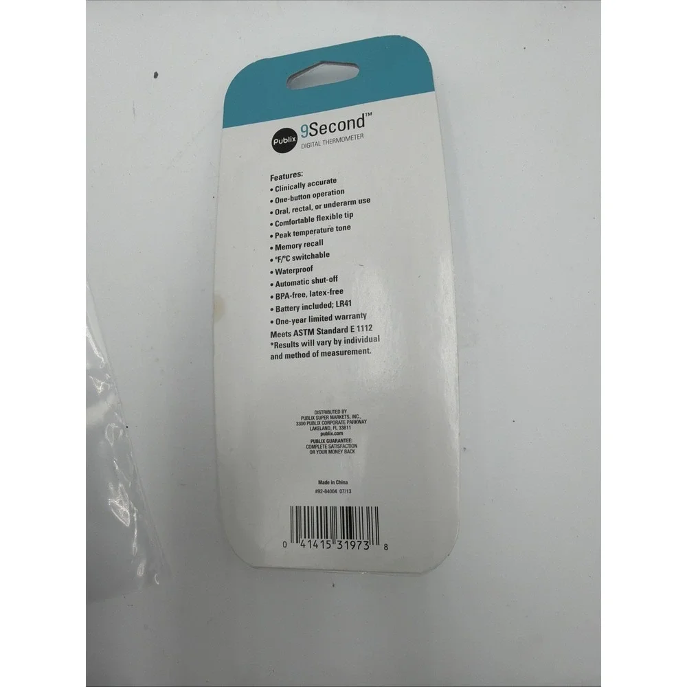 Publix 9 Second Digital Thermometer Adult Child Fever Alarm